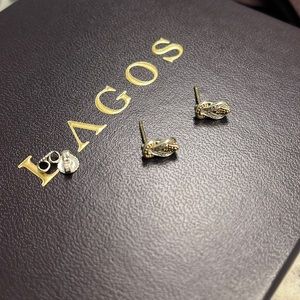 Lagos Newport Two Tone Diamond Knot stud earrings